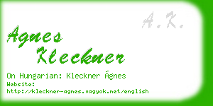 agnes kleckner business card
